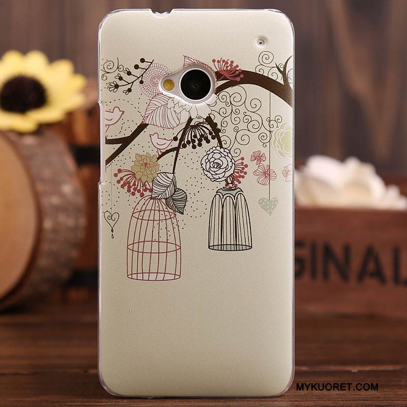 Kuori Htc One M7 Maalaus Puhelimen Kuoret Vaalean, Kotelo Htc One M7 Suojaus Jauhe