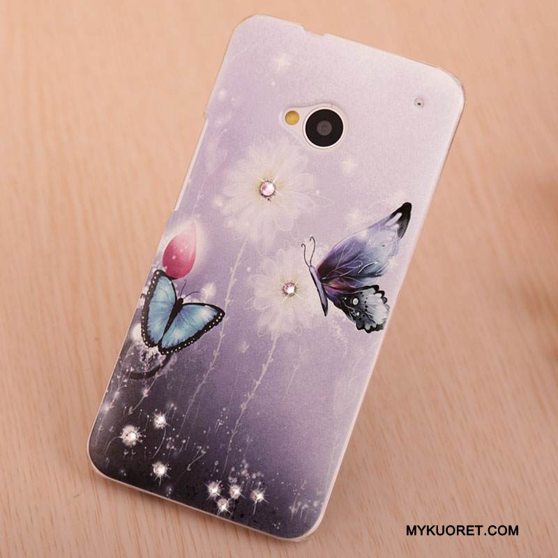 Kuori Htc One M7 Maalaus Puhelimen Kuoret Violetti, Kotelo Htc One M7 Strassi Vaalean