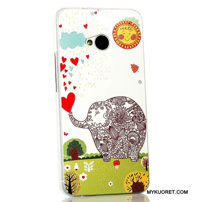 Kuori Htc One M7 Sarjakuva Vaaleansininen Puhelimen Kuoret, Kotelo Htc One M7 Kohokuviointi Ohut Ultra