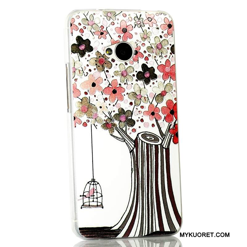 Kuori Htc One M7 Sarjakuva Vaaleansininen Puhelimen Kuoret, Kotelo Htc One M7 Kohokuviointi Ohut Ultra