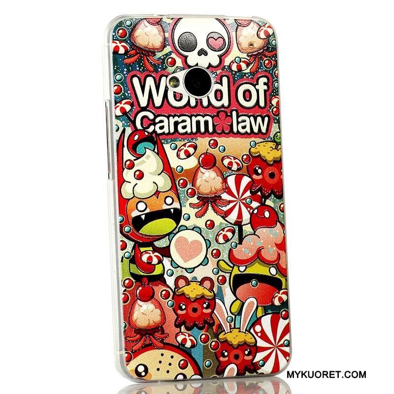 Kuori Htc One M7 Sarjakuva Vaaleansininen Puhelimen Kuoret, Kotelo Htc One M7 Kohokuviointi Ohut Ultra