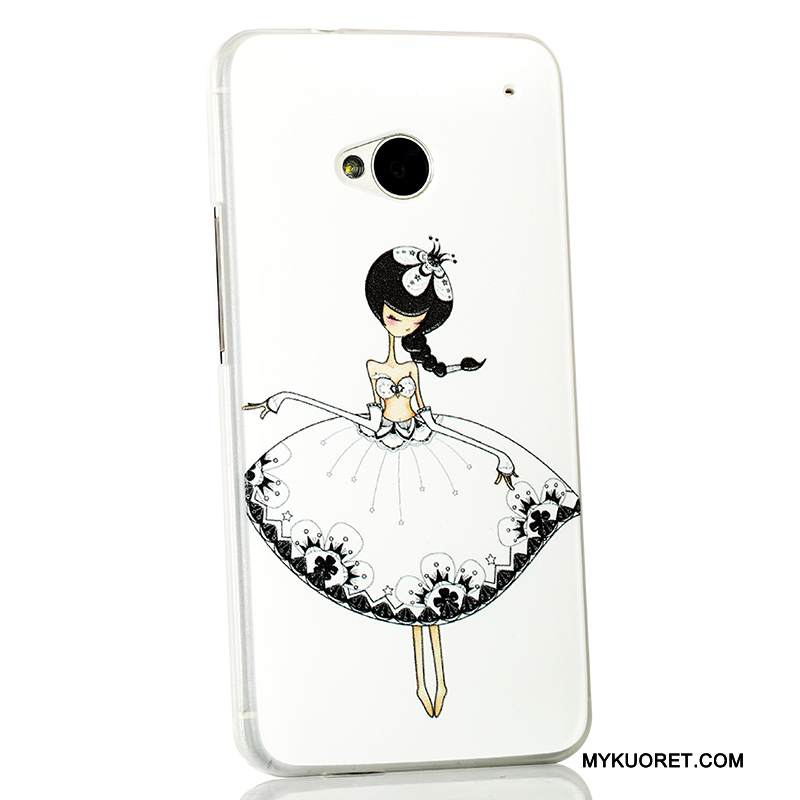 Kuori Htc One M7 Sarjakuva Vaaleansininen Puhelimen Kuoret, Kotelo Htc One M7 Kohokuviointi Ohut Ultra