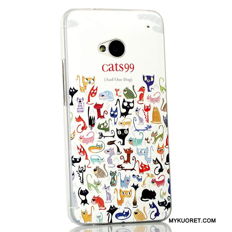 Kuori Htc One M7 Sarjakuva Vaaleansininen Puhelimen Kuoret, Kotelo Htc One M7 Kohokuviointi Ohut Ultra