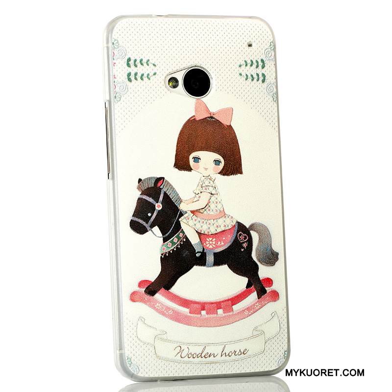 Kuori Htc One M7 Sarjakuva Vaaleansininen Puhelimen Kuoret, Kotelo Htc One M7 Kohokuviointi Ohut Ultra