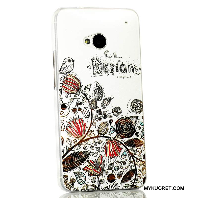 Kuori Htc One M7 Sarjakuva Vaaleansininen Puhelimen Kuoret, Kotelo Htc One M7 Kohokuviointi Ohut Ultra