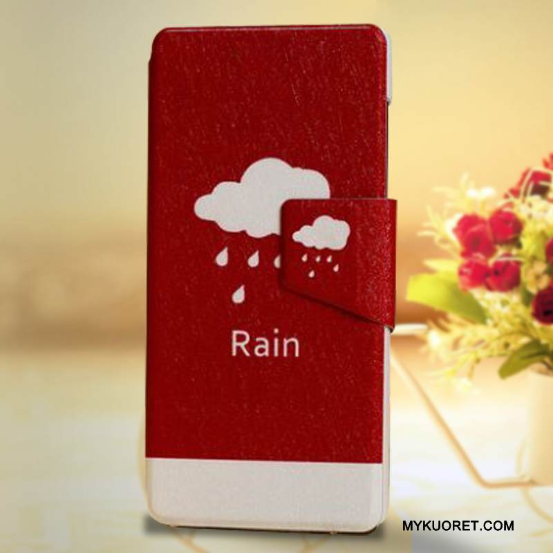 Kuori Htc One M7 Suojaus Kukkakuvio Sininen, Kotelo Htc One M7 Nahka Puhelimen Kuoret