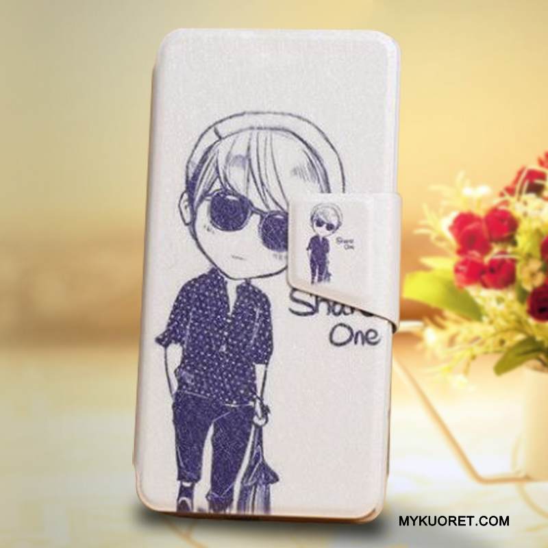 Kuori Htc One M7 Suojaus Kukkakuvio Sininen, Kotelo Htc One M7 Nahka Puhelimen Kuoret