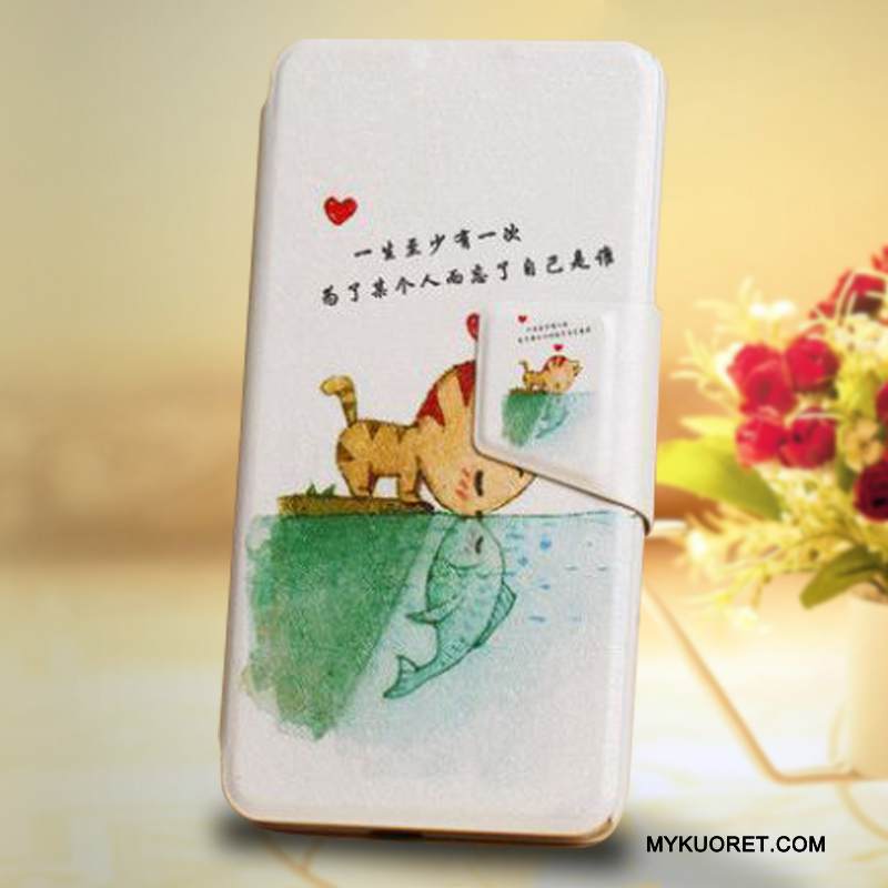 Kuori Htc One M7 Suojaus Kukkakuvio Sininen, Kotelo Htc One M7 Nahka Puhelimen Kuoret