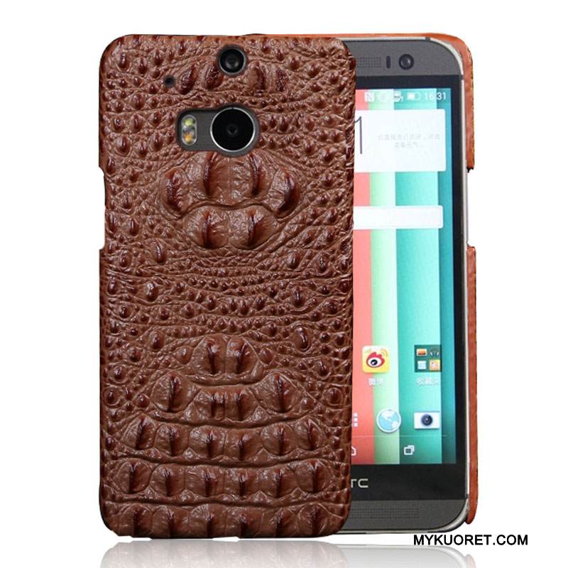 Kuori Htc One M8 Nahka Murtumaton Violetti, Kotelo Htc One M8 Suojaus Puhelimen Kuoret Punainen