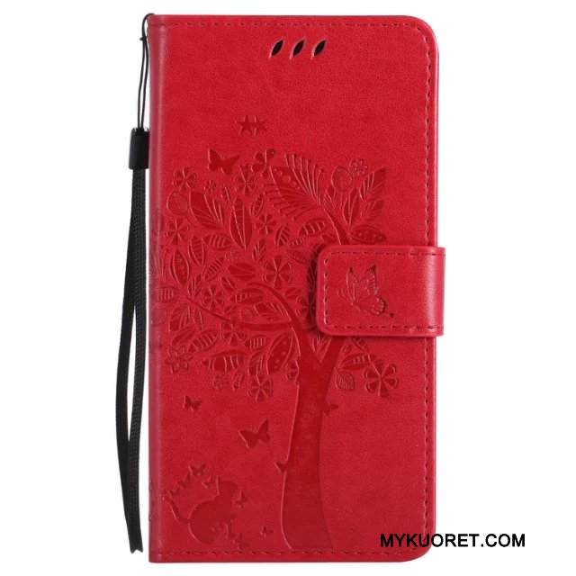 Kuori Htc One M8 Nahka Puhelimen Kuoret Jauhe, Kotelo Htc One M8 Suojaus Murtumaton Punainen