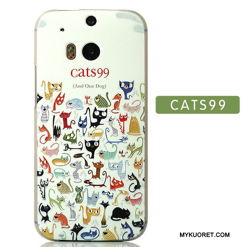 Kuori Htc One M8 Sarjakuva Valkoinen Kova, Kotelo Htc One M8 Suojaus Puhelimen Kuoret Ihana