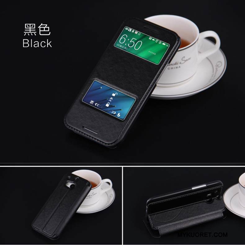 Kuori Htc One M8 Suojaus Puhelimen Kuoret Ohut, Kotelo Htc One M8 Nahka Musta
