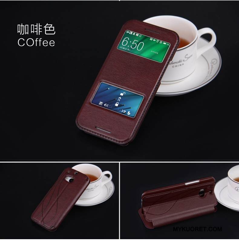 Kuori Htc One M8 Suojaus Puhelimen Kuoret Ohut, Kotelo Htc One M8 Nahka Musta