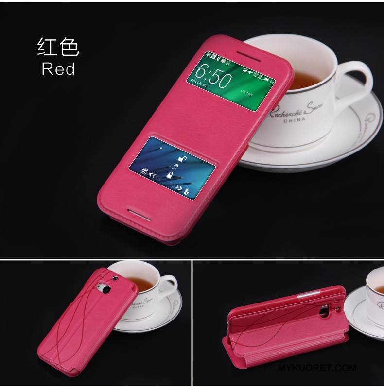 Kuori Htc One M8 Suojaus Puhelimen Kuoret Ohut, Kotelo Htc One M8 Nahka Musta