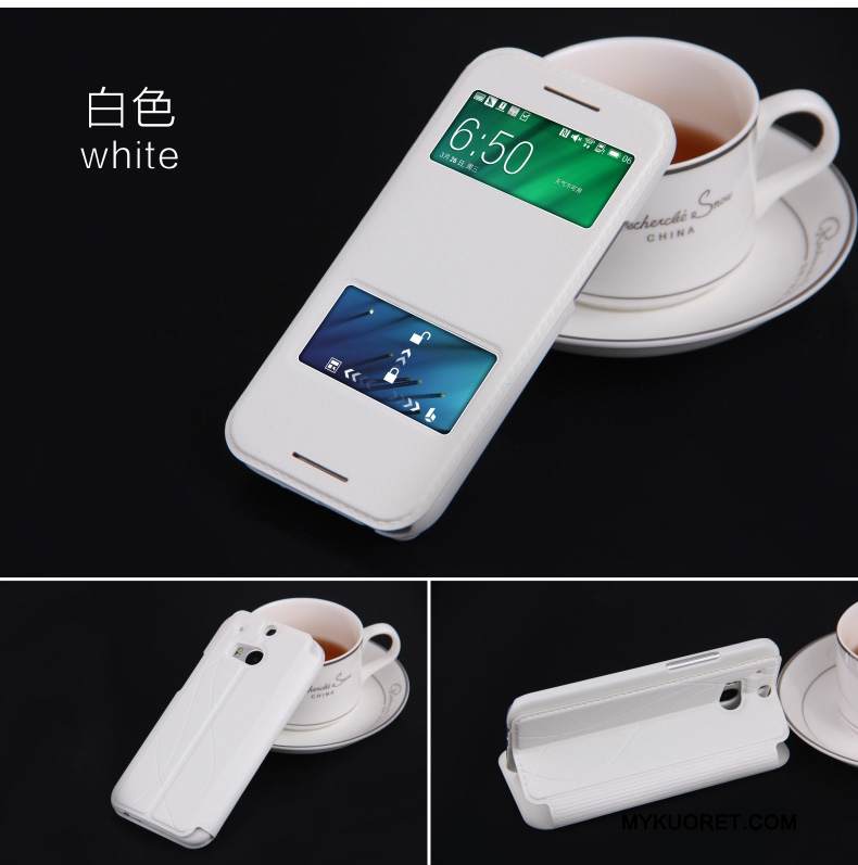 Kuori Htc One M8 Suojaus Puhelimen Kuoret Ohut, Kotelo Htc One M8 Nahka Musta