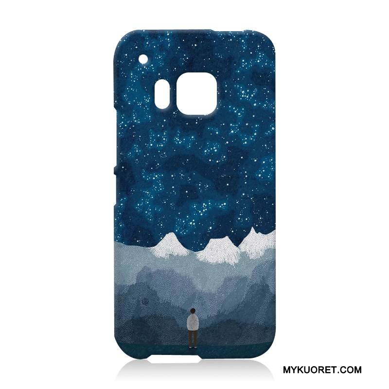 Kuori Htc One M9 Suojaus Sininen Kova, Kotelo Htc One M9 Kohokuviointi Uusi Puhelimen Kuoret