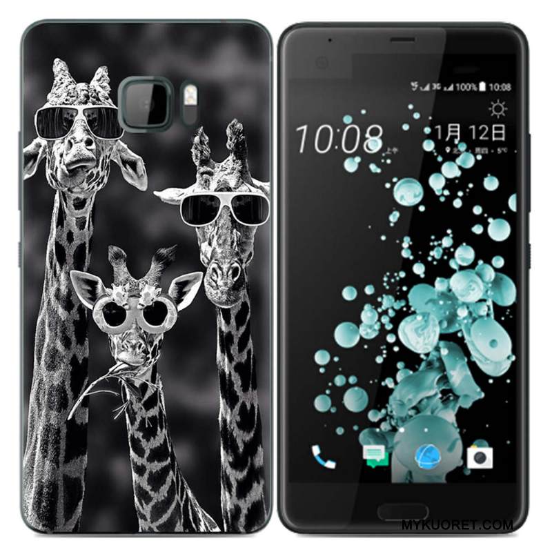 Kuori Htc U Ultra Pehmeä Neste Musta Trendi, Kotelo Htc U Ultra Maalaus Puhelimen Kuoret