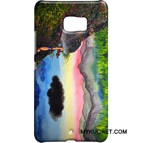 Kuori Htc U Ultra Suojaus Pesty Suede Taide, Kotelo Htc U Ultra Kova Vihreä