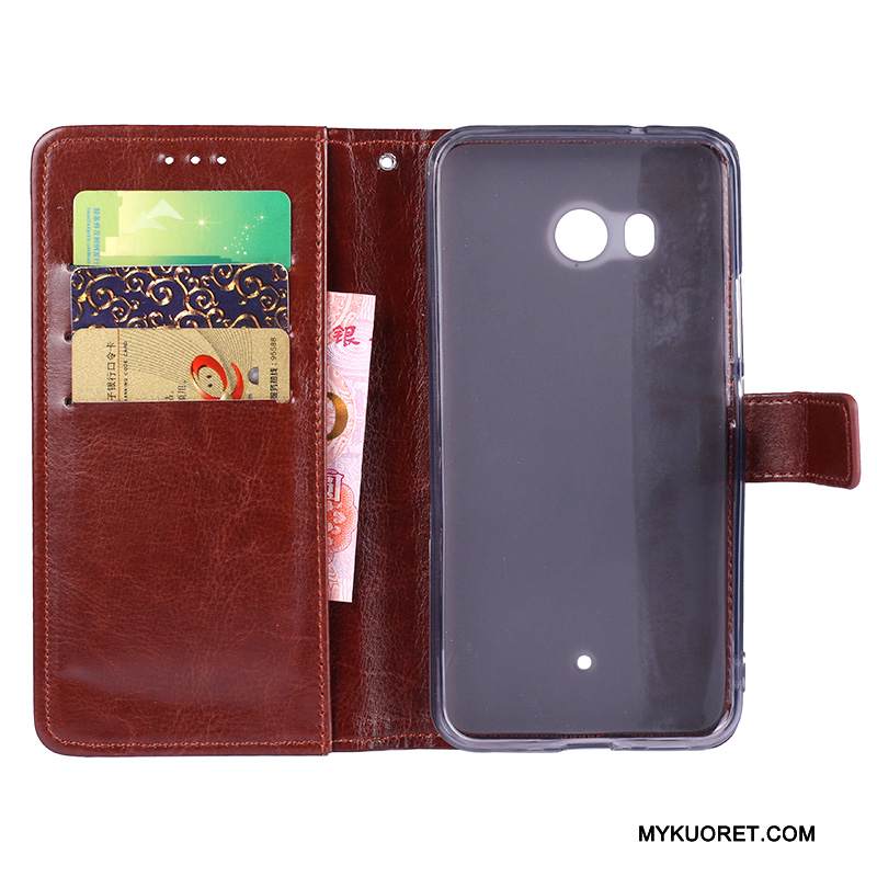 Kuori Htc U11 Kuoret Murtumaton Puhelimen Kuoret, Kotelo Htc U11 Nahka Keltainen