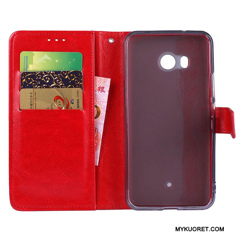 Kuori Htc U11 Kuoret Murtumaton Puhelimen Kuoret, Kotelo Htc U11 Nahka Keltainen