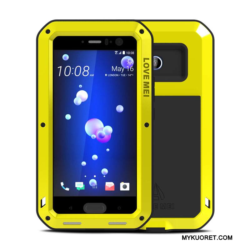Kuori Htc U11 Laukut Keltainen Murtumaton, Kotelo Htc U11 Metalli Kolme Puolustusta Naarmu
