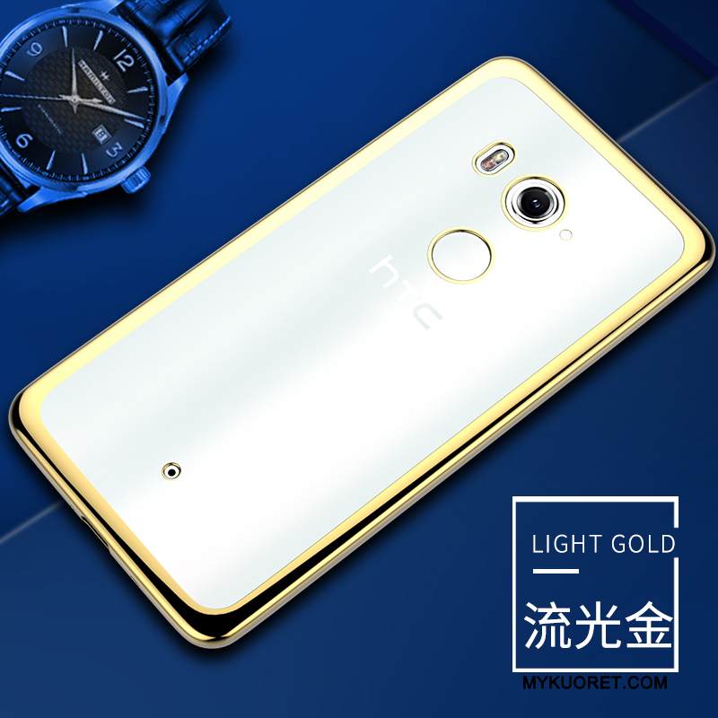 Kuori Htc U11+ Pehmeä Neste Puhelimen Kuoret Läpinäkyvä, Kotelo Htc U11+ Suojaus Kulta Murtumaton