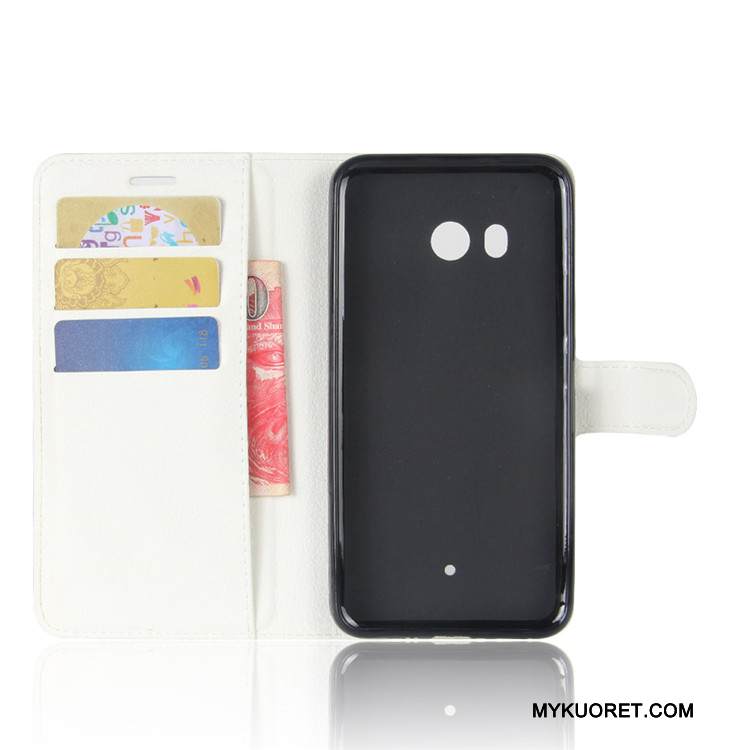 Kuori Htc U11 Salkku Kortti Murtumaton, Kotelo Htc U11 Nahka Punainen Puhelimen Kuoret