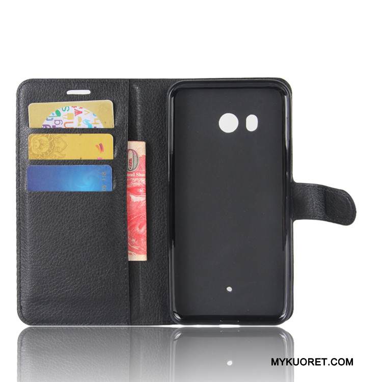 Kuori Htc U11 Salkku Kortti Murtumaton, Kotelo Htc U11 Nahka Punainen Puhelimen Kuoret