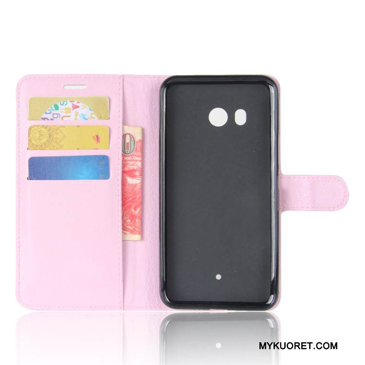 Kuori Htc U11 Salkku Kortti Murtumaton, Kotelo Htc U11 Nahka Punainen Puhelimen Kuoret