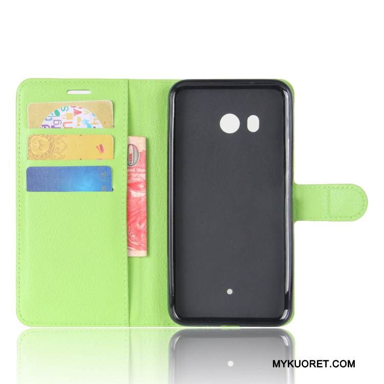 Kuori Htc U11 Salkku Kortti Murtumaton, Kotelo Htc U11 Nahka Punainen Puhelimen Kuoret