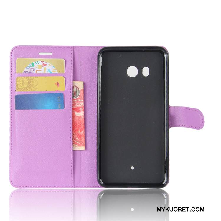 Kuori Htc U11 Salkku Kortti Murtumaton, Kotelo Htc U11 Nahka Punainen Puhelimen Kuoret
