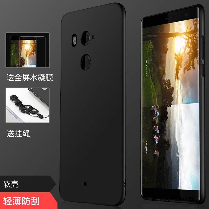 Kuori Htc U11+ Silikoni Musta Puhelimen Kuoret, Kotelo Htc U11+ Pehmeä Neste Murtumaton