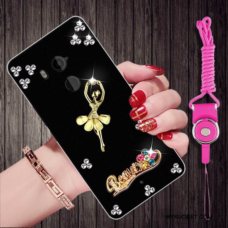 Kuori Htc U11+ Strassi Musta Puhelimen Kuoret, Kotelo Htc U11+ Pehmeä Neste Ripustettavat Koristeet Trendi