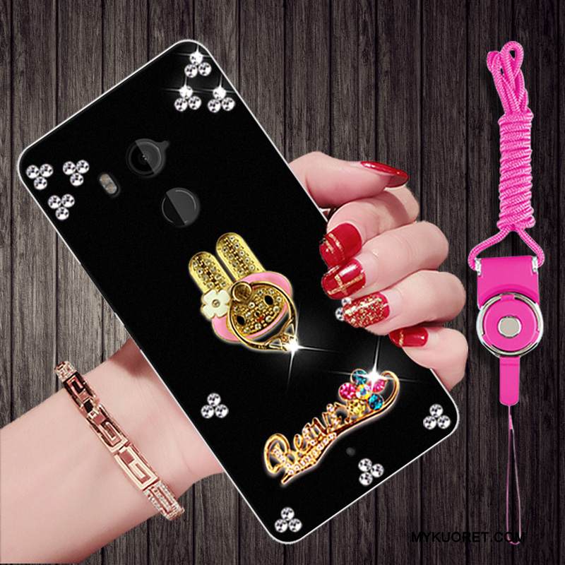 Kuori Htc U11+ Strassi Musta Puhelimen Kuoret, Kotelo Htc U11+ Pehmeä Neste Ripustettavat Koristeet Trendi