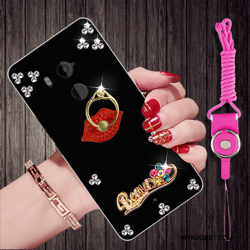 Kuori Htc U11+ Strassi Musta Puhelimen Kuoret, Kotelo Htc U11+ Pehmeä Neste Ripustettavat Koristeet Trendi