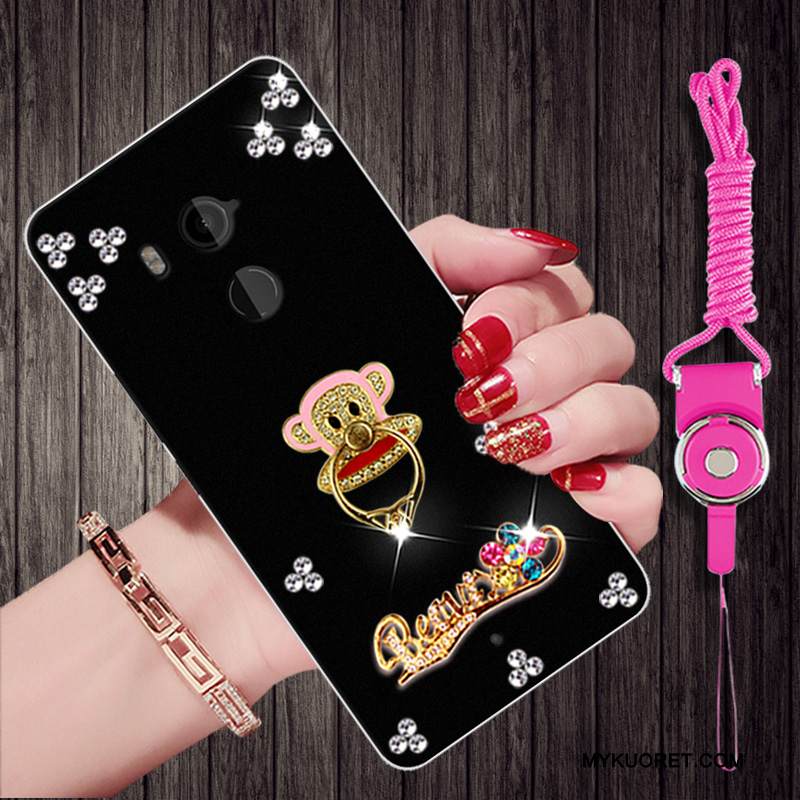 Kuori Htc U11+ Strassi Musta Puhelimen Kuoret, Kotelo Htc U11+ Pehmeä Neste Ripustettavat Koristeet Trendi