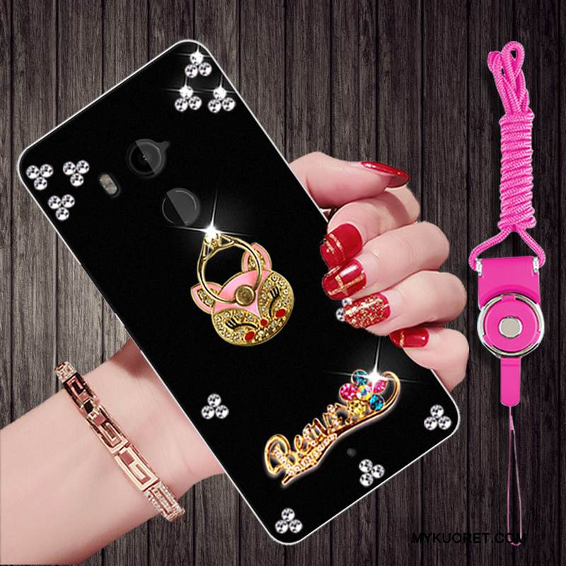 Kuori Htc U11+ Strassi Musta Puhelimen Kuoret, Kotelo Htc U11+ Pehmeä Neste Ripustettavat Koristeet Trendi