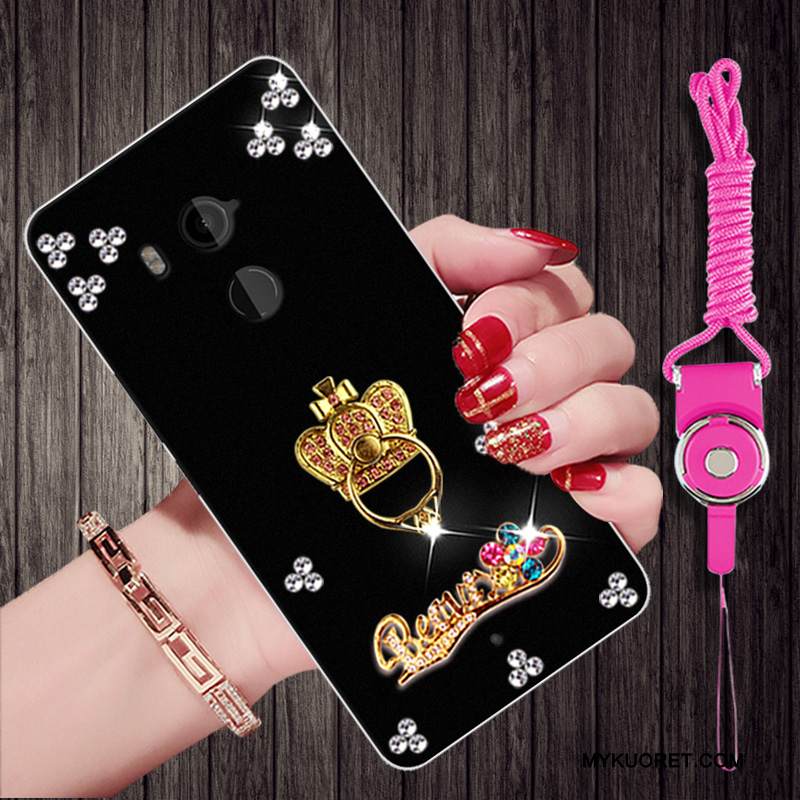 Kuori Htc U11+ Strassi Musta Puhelimen Kuoret, Kotelo Htc U11+ Pehmeä Neste Ripustettavat Koristeet Trendi