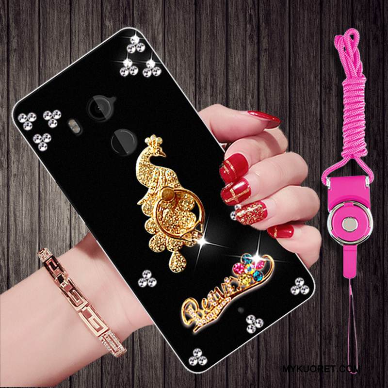 Kuori Htc U11+ Strassi Musta Puhelimen Kuoret, Kotelo Htc U11+ Pehmeä Neste Ripustettavat Koristeet Trendi