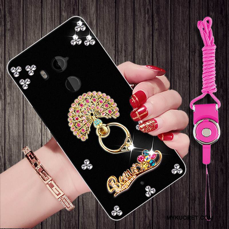 Kuori Htc U11+ Strassi Musta Puhelimen Kuoret, Kotelo Htc U11+ Pehmeä Neste Ripustettavat Koristeet Trendi