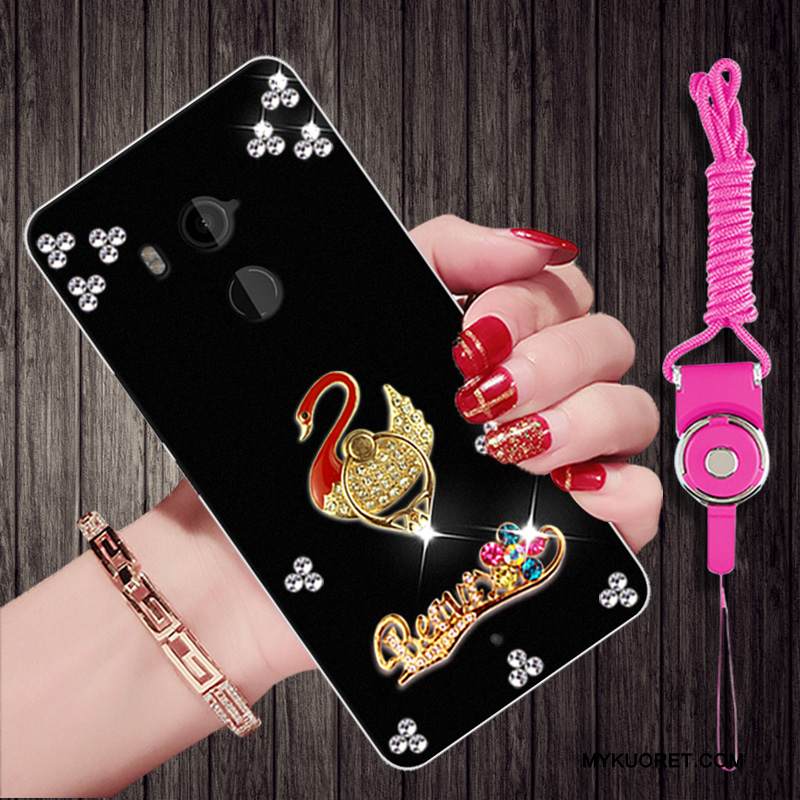 Kuori Htc U11+ Strassi Musta Puhelimen Kuoret, Kotelo Htc U11+ Pehmeä Neste Ripustettavat Koristeet Trendi
