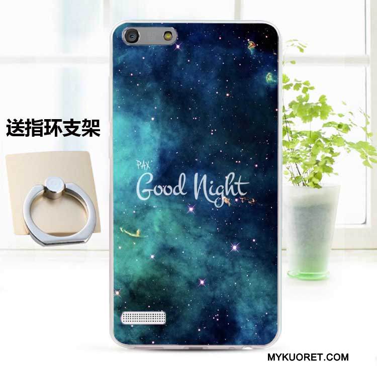 Kuori Huawei Ascend G6 Pehmeä Neste Murtumaton Puhelimen Kuoret, Kotelo Huawei Ascend G6 Silikoni Sininen Persoonallisuus