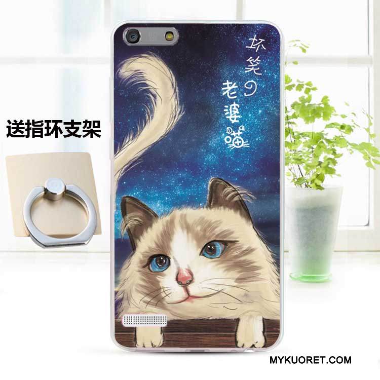 Kuori Huawei Ascend G6 Pehmeä Neste Murtumaton Puhelimen Kuoret, Kotelo Huawei Ascend G6 Silikoni Sininen Persoonallisuus