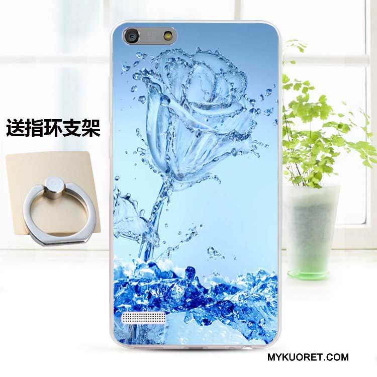 Kuori Huawei Ascend G6 Pehmeä Neste Murtumaton Puhelimen Kuoret, Kotelo Huawei Ascend G6 Silikoni Sininen Persoonallisuus