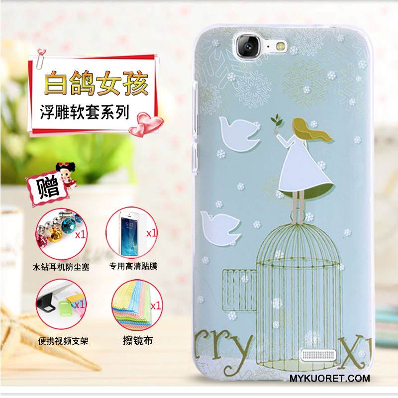 Kuori Huawei Ascend G7 Kohokuviointi Keltainen Puhelimen Kuoret, Kotelo Huawei Ascend G7 Pehmeä Neste