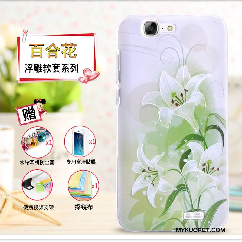 Kuori Huawei Ascend G7 Kohokuviointi Keltainen Puhelimen Kuoret, Kotelo Huawei Ascend G7 Pehmeä Neste