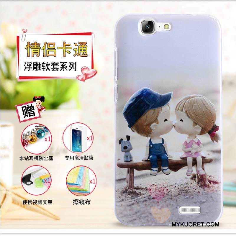 Kuori Huawei Ascend G7 Kohokuviointi Keltainen Puhelimen Kuoret, Kotelo Huawei Ascend G7 Pehmeä Neste