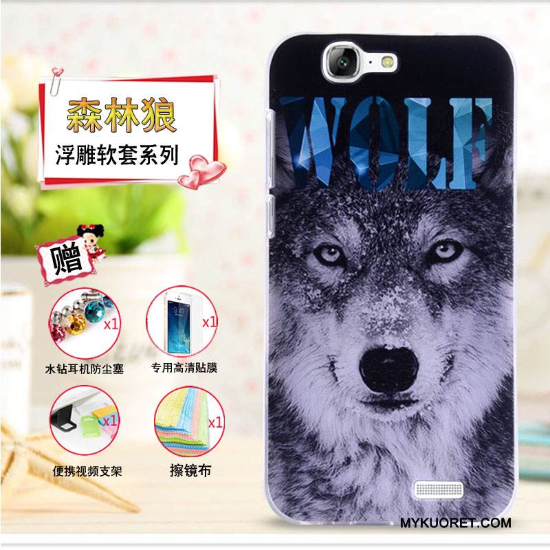 Kuori Huawei Ascend G7 Kohokuviointi Keltainen Puhelimen Kuoret, Kotelo Huawei Ascend G7 Pehmeä Neste