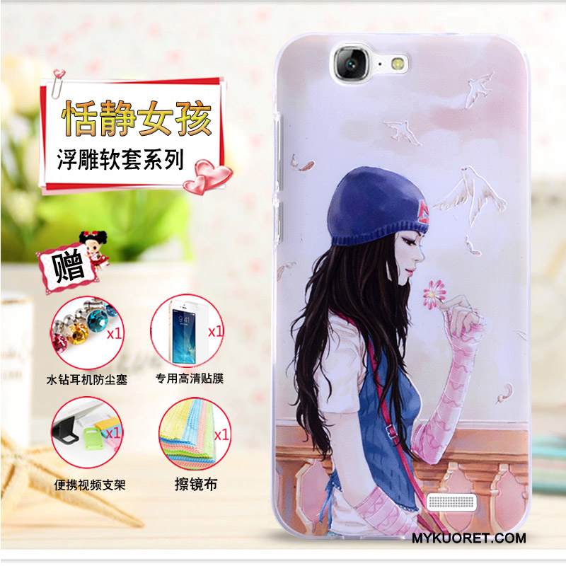 Kuori Huawei Ascend G7 Kohokuviointi Keltainen Puhelimen Kuoret, Kotelo Huawei Ascend G7 Pehmeä Neste