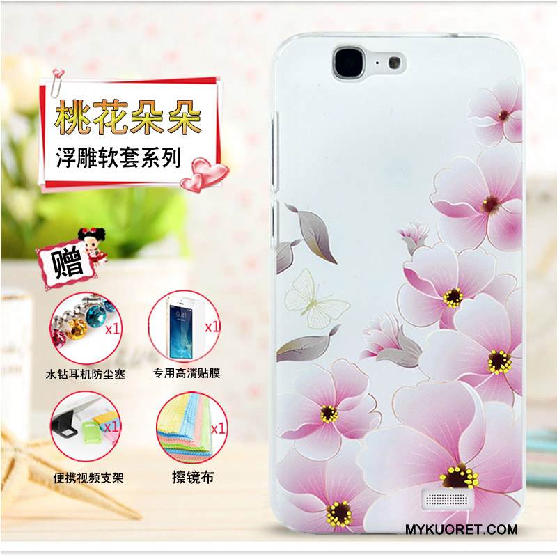 Kuori Huawei Ascend G7 Kohokuviointi Keltainen Puhelimen Kuoret, Kotelo Huawei Ascend G7 Pehmeä Neste